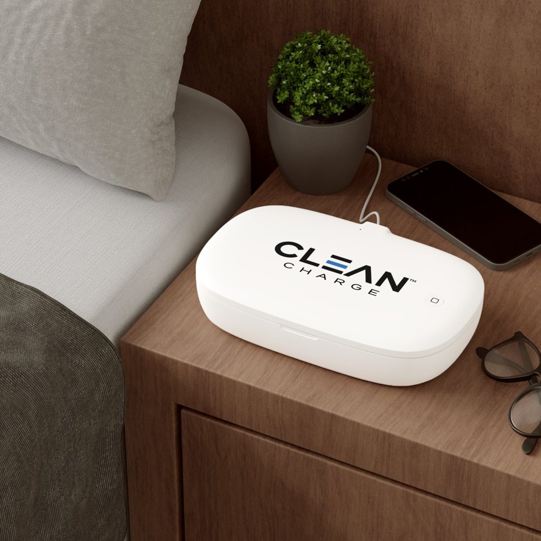 Clean Charge on a nightstand